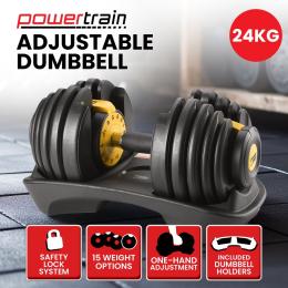 Powertrain 24kg Gold Adjustable Dumbbell Home Gym Weights