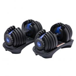 2x 24kg Powertrain Home Gym Adjustable Dumbbells - Blue
