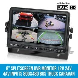 Elinz 9In Splitscreen Dvr Monitor 12v 24v 4 Av Inputs 800x480