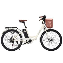 26 Electric Bike City Bicycle Ebike E-bike Commuter W/ Battery White