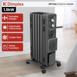 Dimplex Oil Free 1.5kW Column Heater w/ Turbo Fan and Timer in Black