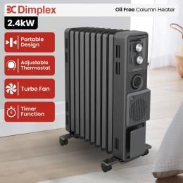 Dimplex Oil Free 2.4kW Column Heater w/ Turbo Fan and Timer in Black