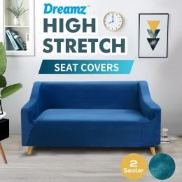 Navy 2 Seater Plush Stretch Sofa Cover
