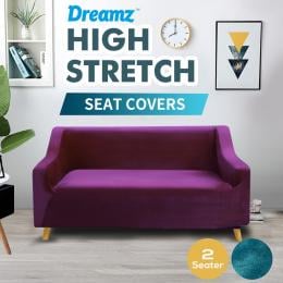 Wine 2 Seater Plush Stretch Sofa Cover