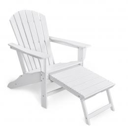 HDPE Outdoor Adirondack Chair with Footrest White