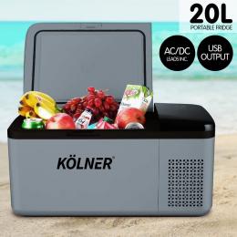 Kolner 20L Portable Fridge Cooler Freezer Camping Refrigerator - Grey