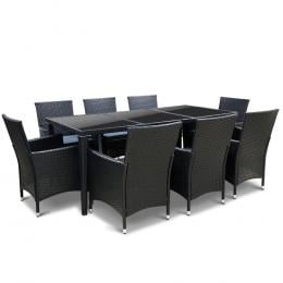 9 Piece Outdoor Dining Set - Black