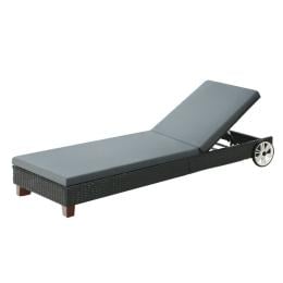 Sun Lounge Wicker Lounger Day Bed Wheel Patio Outdoor Furniture Set