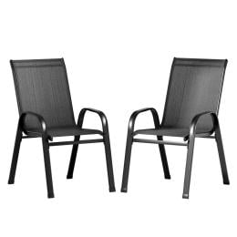 2x Outdoor Stackable Chairs Lounge Chair Bistro Set Patio Furniture
