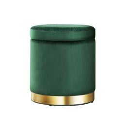 Storage Ottoman Round Velvet Foot Stool Pouffe Padded Seat Home Decor