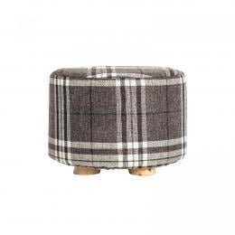 Round Foot Stool Ottoman Faux Linen - LATTICE