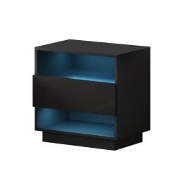 Bedside Tables Side Table LED Drawers Nightstand High Gloss Black