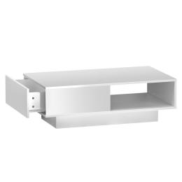 Coffee Table L.E.D Lights Gloss Storage Drawer Modern Furniture White
