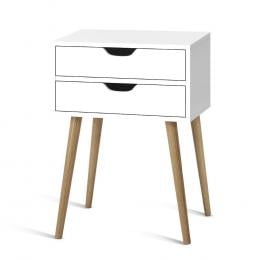 Bedside Tables Drawers Side Table  Wood Storage Cabinet White