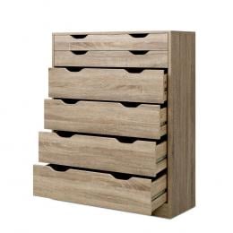 6 Chest of Drawers Tallboy Dresser Table Storage Cabinet Oak Bedroom