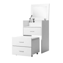 Dressing Table Bedside 2-in-1 Set Hidden Makeup Mirror Storage Drawers