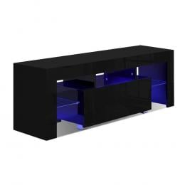 TV Entertainment Unit Stand RGB LED Gloss Furniture 130cm Black