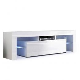 130cm RGB LED TV Stand Cabinet Entertainment Glass Shelf White