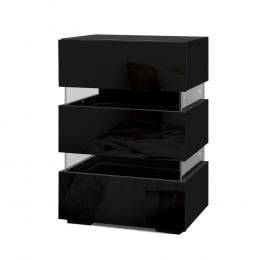 Bedside Table Side Unit RGB LED Lamp 3 Drawers Furniture Black