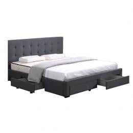 Bed Frame Base With Storage Drawer Mattress Wooden Queen Dark Grey