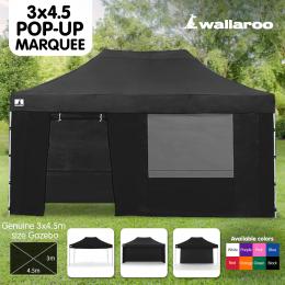 Wallaroo 3x4.5m Popup Gazebo Black