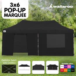 Wallaroo 3x6 Marquee - PopUp Gazebo - Black