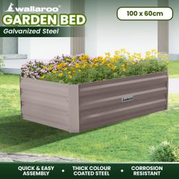 Wallaroo Garden Bed 100 x 60 x 30cm Galvanized Steel - Grey