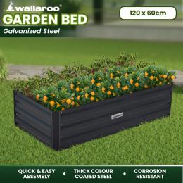 Wallaroo Garden Bed 120 x 60 x 30cm Galvanized Steel - Black