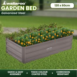 Wallaroo Garden Bed 120 x 60 x 30cm Galvanized Steel - Grey
