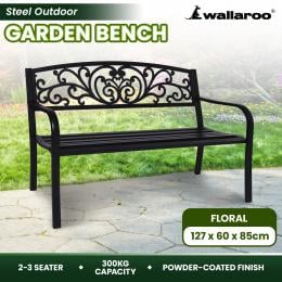 Wallaroo Steel Outdoor Garden Bench - Floral