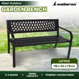 Wallaroo Steel Outdoor Garden Bench - Lattice