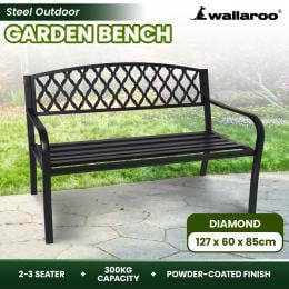 Wallaroo Steel Outdoor Garden Bench - Diamond