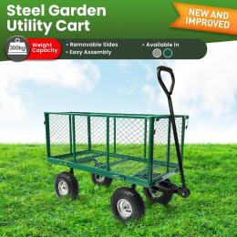 Steel Mesh Garden Trolley Cart - Green
