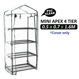 4 Tier Greenhouse Mini PVC Apex Roof Cover Only - Clear