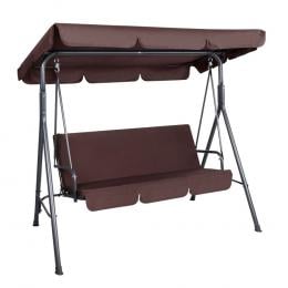Outdoor Swing Chair Hammock 3 Seater Garden Canopy Bench Seat Brown