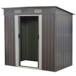 4ft x 6ft Garden Shed with Base Flat Roof Outdoor Storage - Grey