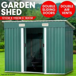 Wallaroo 4ft x 6ft Garden Shed Flat Outdoor Storage Shelter - Green
