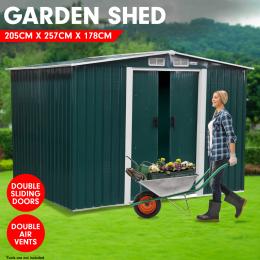 Wallaroo 6ft x 8ft Garden Shed Spire Roof Outdoor Storage Shelter - Green