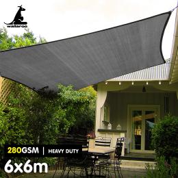 Wallaroo 280GSM Outdoor Sun Shade Sail Canopy Grey Square 6m x 6m