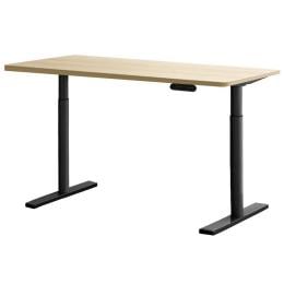 Electric Standing Desk Height Adjustable Sit Stand Black Oak 140cm