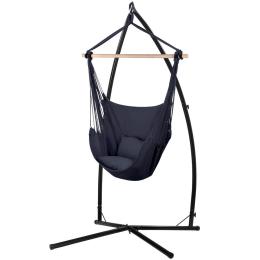 Outdoor Hammock Chair Steel Stand Hanging Hammock w/ Pillow Grey
