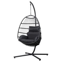 Egg Swing Chair Hammock Stand Outdoor Hanging Wicker Seat Grey