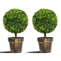 2 Pieces 55cm Round Artificial Boxwood Topiary Trees