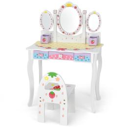 Vanity Set With Tri-fold Mirror For Kids White