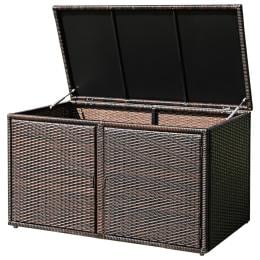 Patio Rattan Storage Container Box With Shelf 0.33m Brown