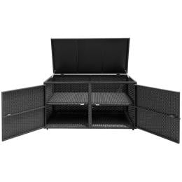 Outdoor Patio Rattan Storage Container Box With Shelf Black