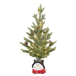 Christabelle Christmas Tree with Lights in Snowman Pot - 55cm