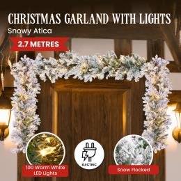 Christabelle Snowy Atica Pre-Lit Christmas Garland - 274cm