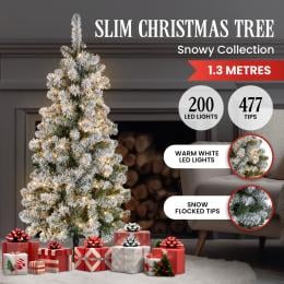 Christabelle 4.5ft - (137cm) Snowy Slimline Christmas Tree with LED Lights