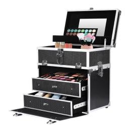 Portable Makeup Case Organiser Box Beauty Travel Suitcase 5 in 1 Black
